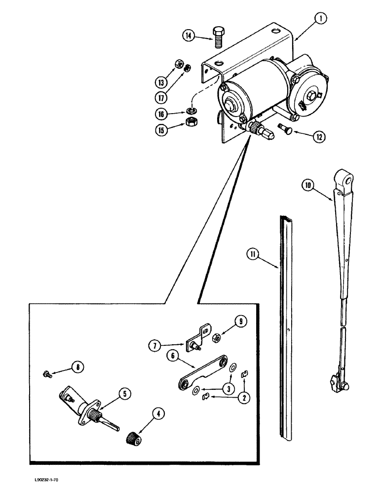 Схема запчастей Case IH 1670 - (4-66) - WINDSHIELD WIPER MOTOR (06) - ELECTRICAL