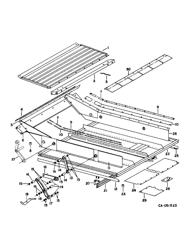 Схема запчастей Case IH 1470 - (23-07) - AUGER BED, SHOE AND SHOE SIEVE, CHAFFER SIEVE Grain Pan, Shoe & Shoe Sieve