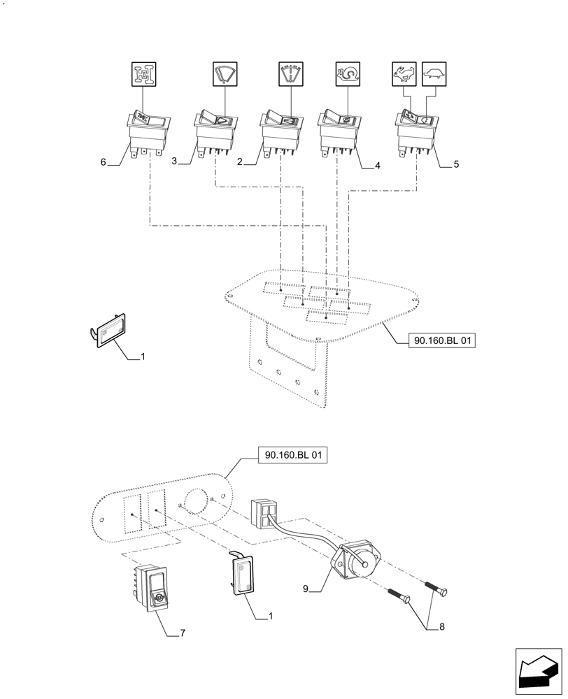 Схема запчастей Case IH FARMALL 110A - (55.512.BY) - CAB - ELECTRONIC CONTROLS (55) - ELECTRICAL SYSTEMS