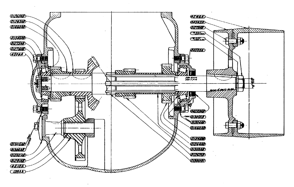 Схема запчастей Case IH L-SERIES - (046) - BELT PULLEY SHAFT ASSEMBLY (TRACTOR NO. L415002 AND AFTER) (06) - POWER TRAIN