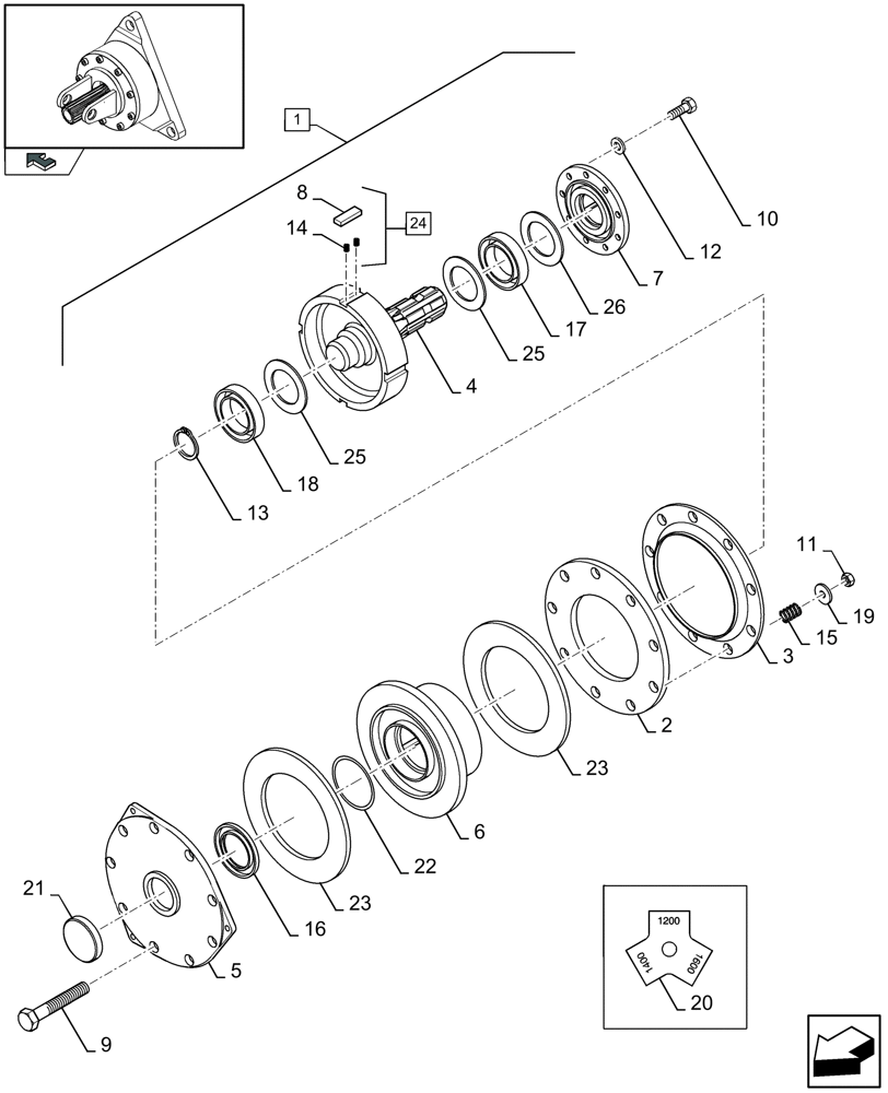 Схема запчастей Case IH LBX332R - (01.10[01]) - FLYWHEEL, SLIP CLUTCH (01) - POWER TAKE OFF
