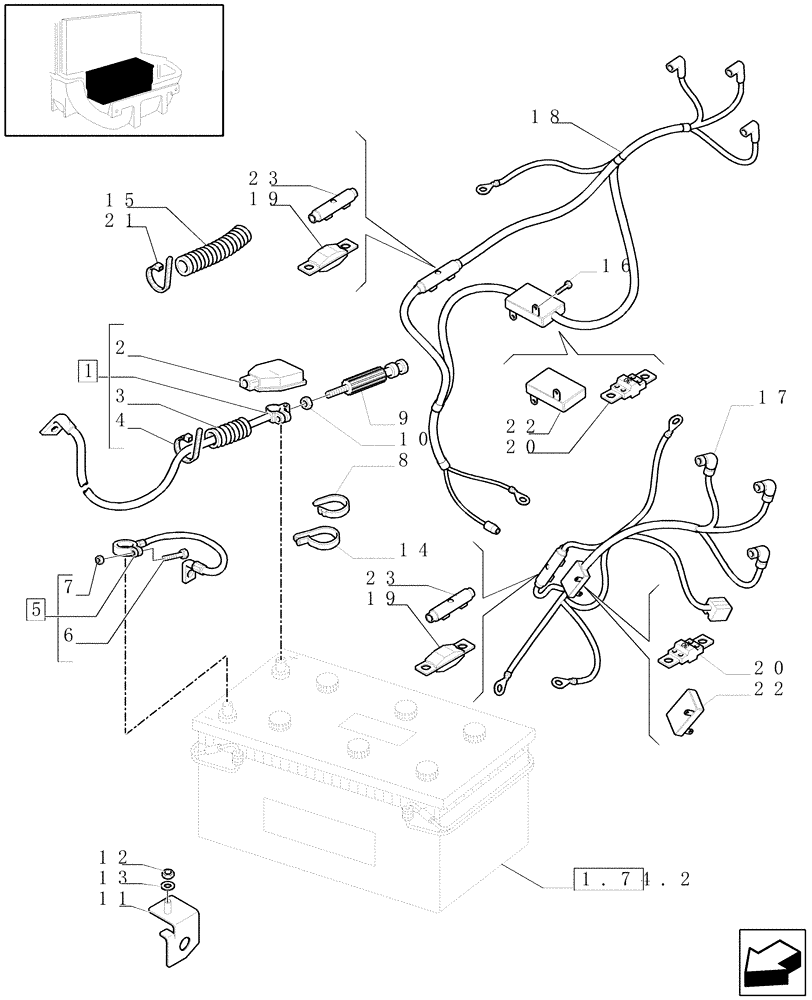 Схема запчастей Case IH MAXXUM 140 - (1.75.3[01A]) - BATTERY CABLES - D5597 - C6400 (06) - ELECTRICAL SYSTEMS