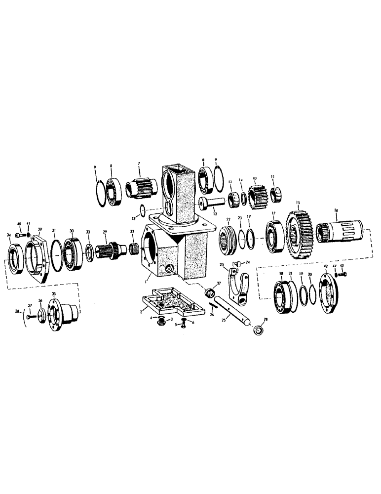 Схема запчастей Case IH 1210 - (02) - TRANSFER BOX (06) - POWER TRAIN