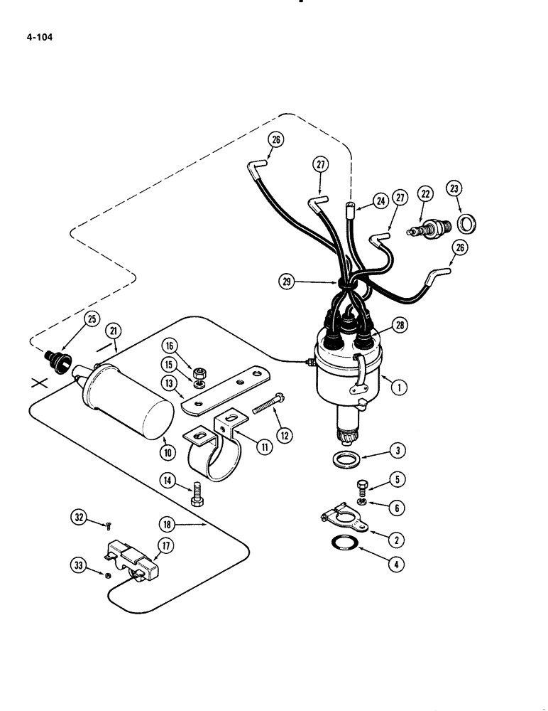 Схема запчастей Case IH 1835B - (4-104) - SPARK IGNITION SYSTEM, 148B SPARK IGNITION ENGINE (04) - ELECTRICAL SYSTEMS