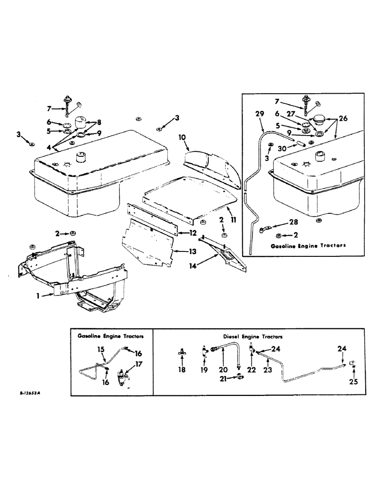 Схема запчастей Case IH 504 - (050) - FUEL SYSTEM, FUEL TANK, SUPPORTS AND PIPING, FARMALL TRACTORS (02) - FUEL SYSTEM