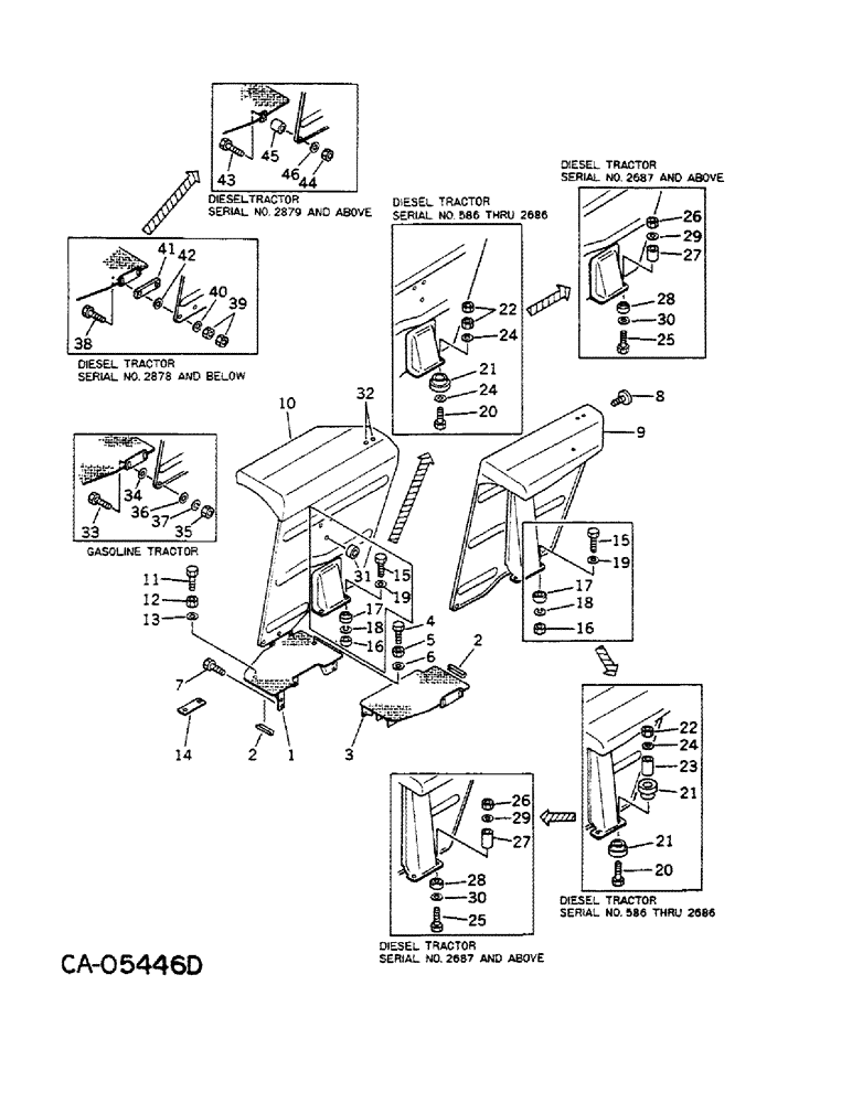 Схема запчастей Case IH 284 - (13-08) - SUPERSTRUCTURE, FENDERS AND PLATFORM (05) - SUPERSTRUCTURE
