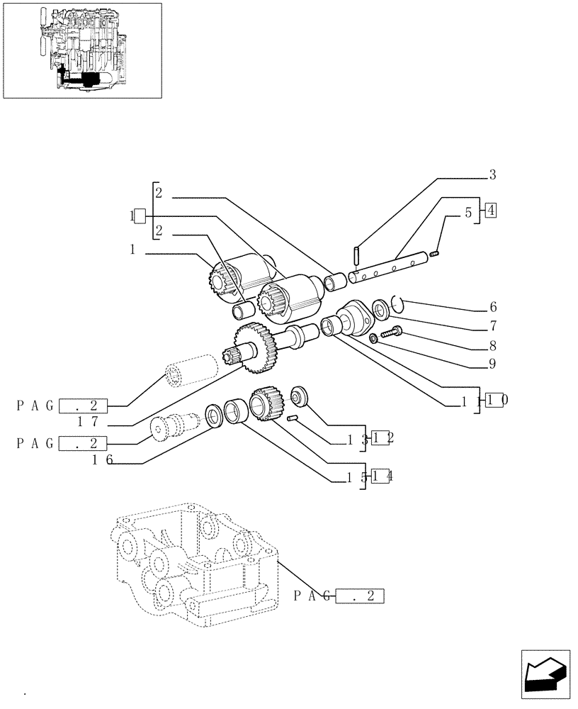 Схема запчастей Case IH JX80 - (0.10.5[01]) - DYNAMIC BALANCER, GEARS & SHAFTS (01) - ENGINE