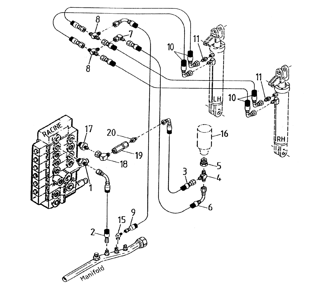 Схема запчастей Case IH 7700 - (B06-41) - HYDRAULIC CIRCUIT (BASECUTTER LIFT 7700), (OPTIONAL MOUNT) Hydraulic Components & Circuits