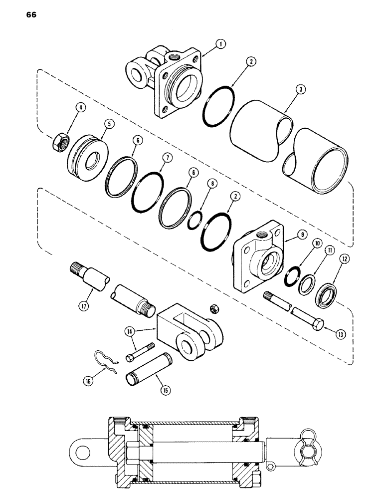 Схема запчастей Case IH 100-SERIES - (66) - HYDRAULIC CYLINDER, T54005, 180W AND 188 12 WIDE ROW SN1605900 AND UP 