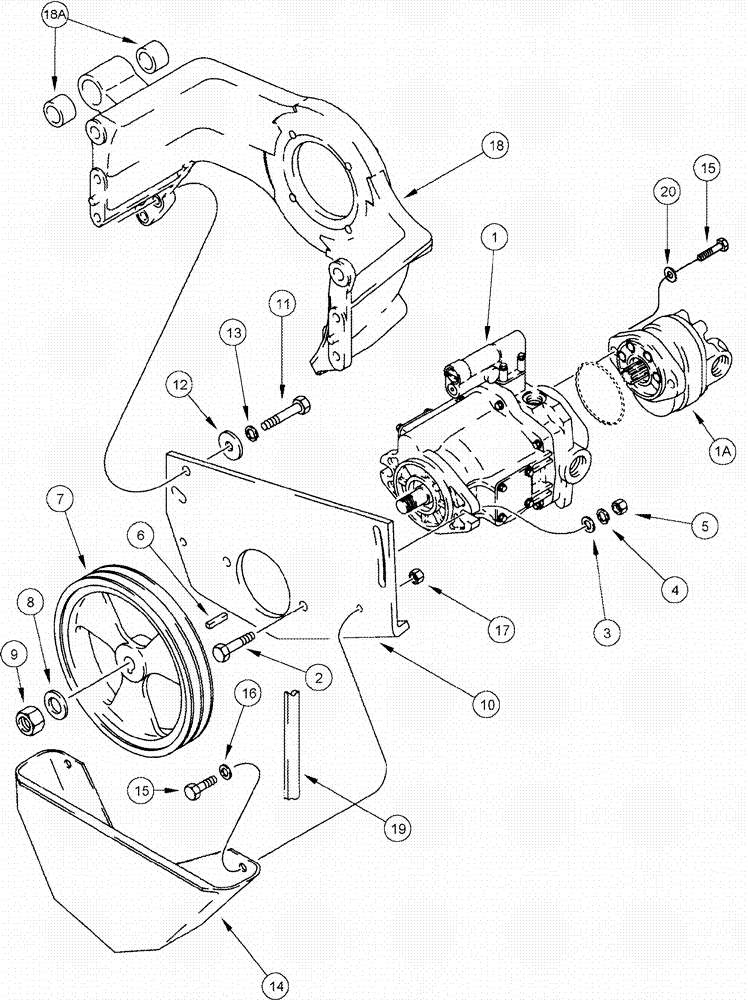 Схема запчастей Case IH 620 - (08-07) - HYDRAULIC AND HYDROSTATIC PUMP MOUNTING (07) - HYDRAULICS