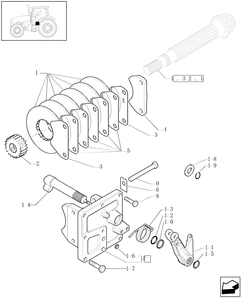 Схема запчастей Case IH PUMA 210 - (1.65.5/01[01]) - (VAR.127) SHUTTLE LEVER OPERATED TRASMISSION LOCK (05) - REAR AXLE