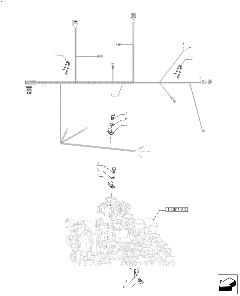 Схема запчастей Case IH FARMALL 125A - (55.015.AB[03]) - ELECTRICAL WIRING HARNESS, MAIN FRONT- ROPS & CAB 6 CYL. (55) - ELECTRICAL SYSTEMS