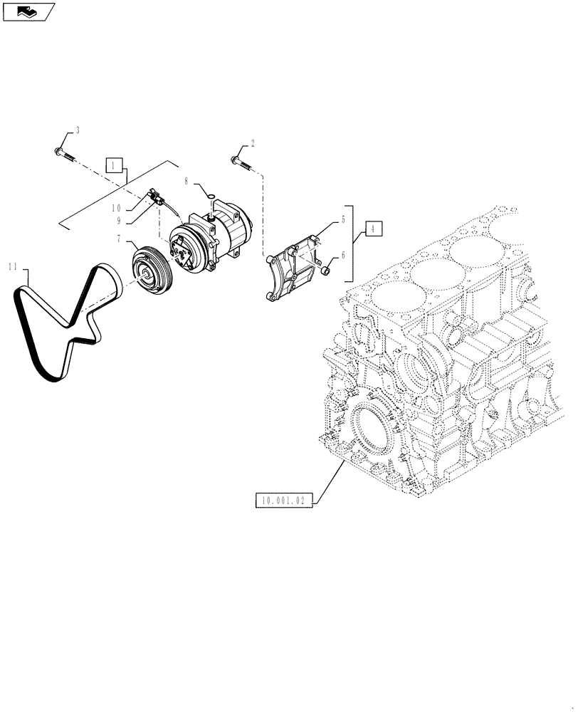 Схема запчастей Case IH TITAN 4030 - (50.200.01) - AIR CONDITIONING COMPRESSOR (50) - CAB CLIMATE CONTROL