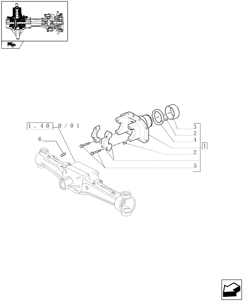 Схема запчастей Case IH PUMA 125 - (1.40. 0/05) - (CL.3) FRONT AXLE WITH DOG CLUTCH LESS STEERING SENSOR - SUPPORT (04) - FRONT AXLE & STEERING