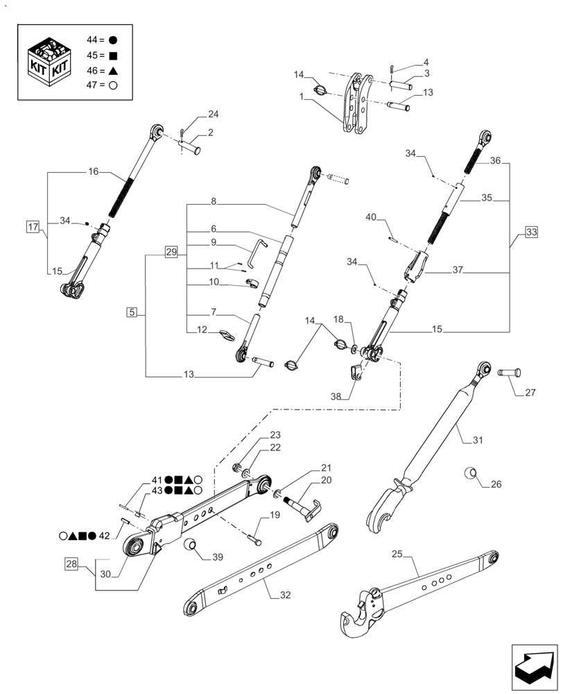 Схема запчастей Case IH FARMALL 110A - (37.120.AX) - HYDRAULIC LIFT LINKAGE (37) - HITCHES, DRAWBARS & IMPLEMENT COUPLINGS