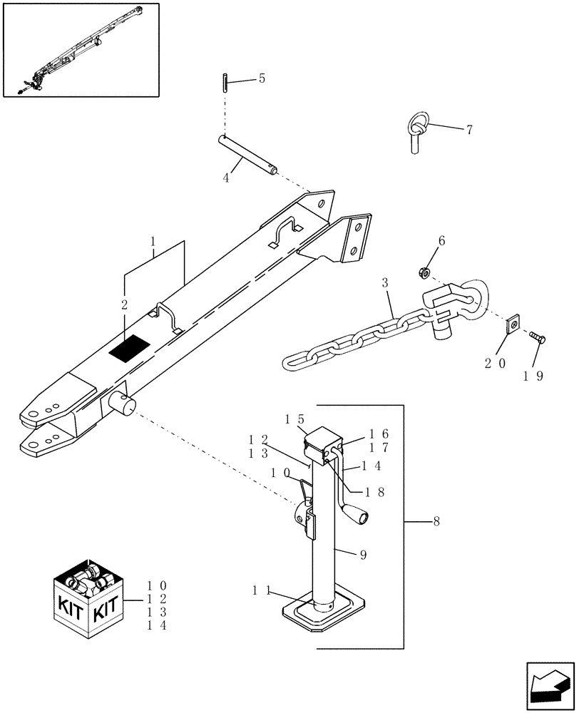 Схема запчастей Case IH DCX161 - (12.02) - NON-TRACTOR TOW BAR (12) - MAIN FRAME