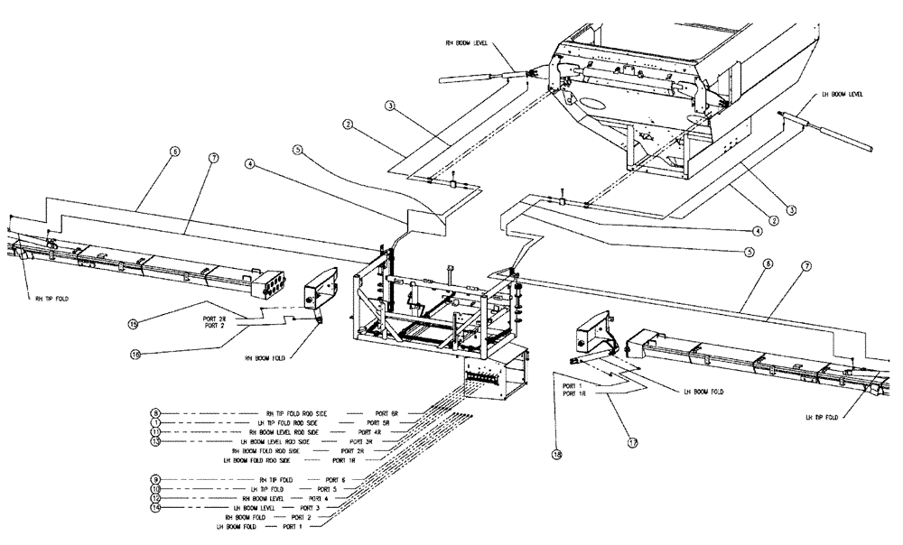 Схема запчастей Case IH 438 - (04-010) - HOSE GROUP, BOOMS, 60’ Boom Group