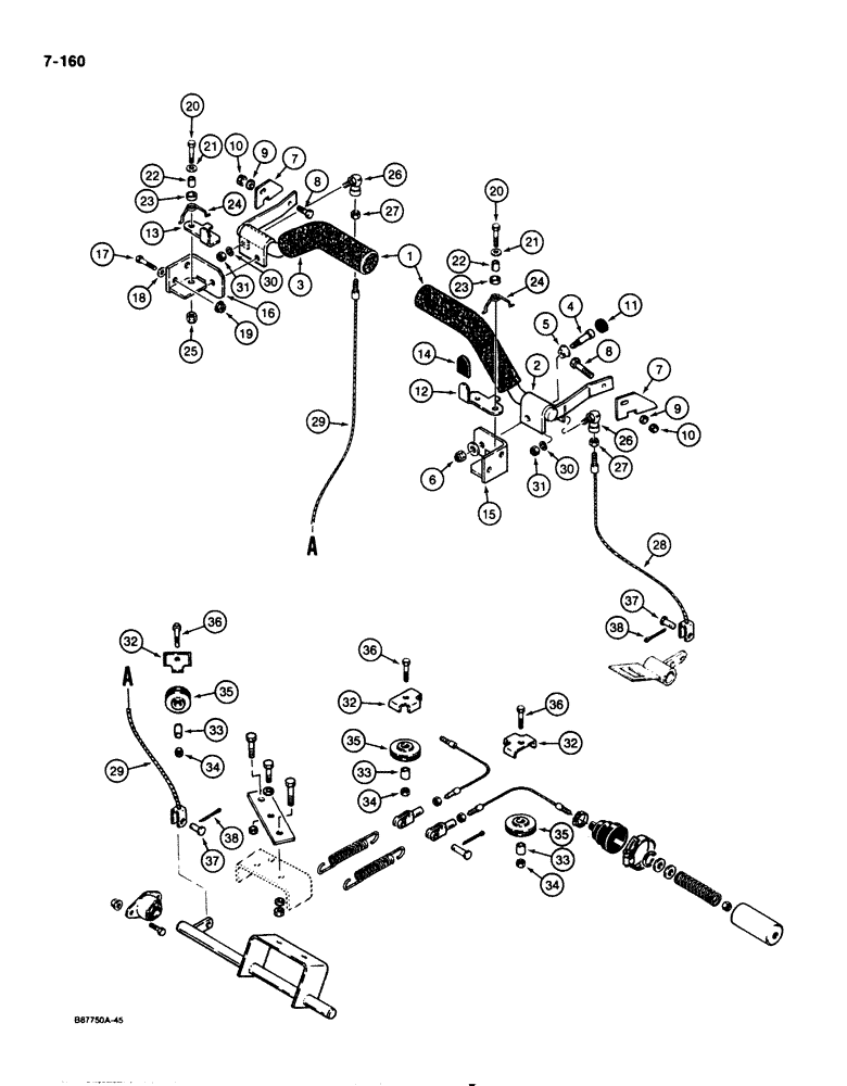 Схема запчастей Case IH 1825 - (7-160) - PARKING LATCH AND OPERATORS RESTRAINTS (07) - BRAKES