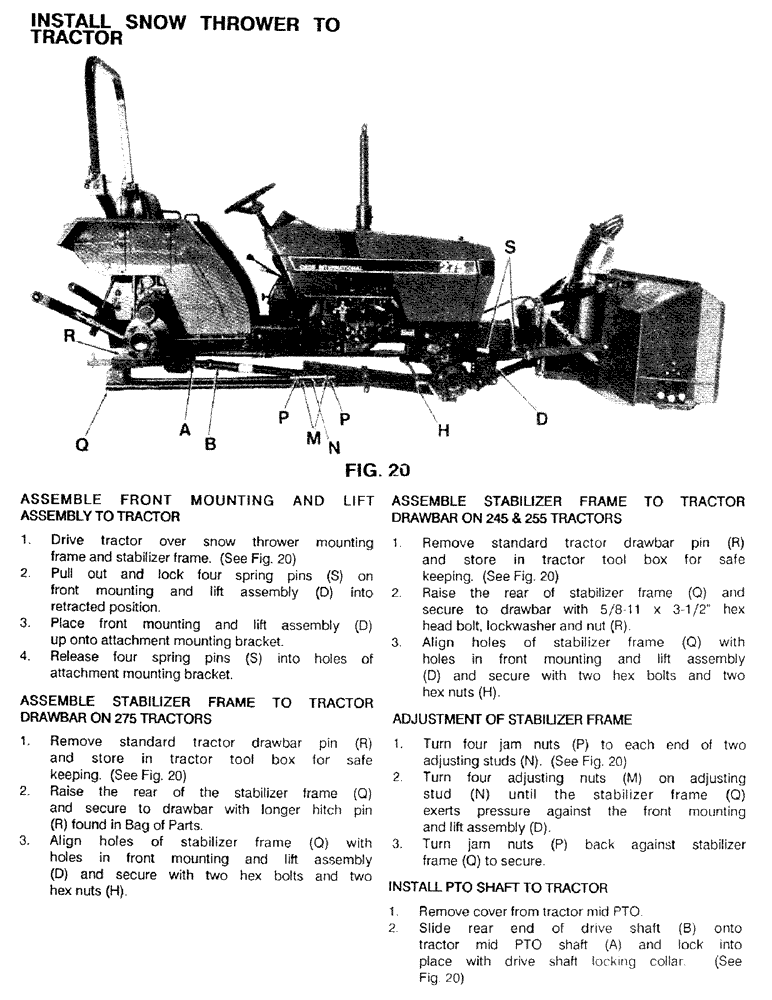 Схема запчастей Case IH C100 - (20) - INSTALL SNOW THROWER TO TRACTOR 
