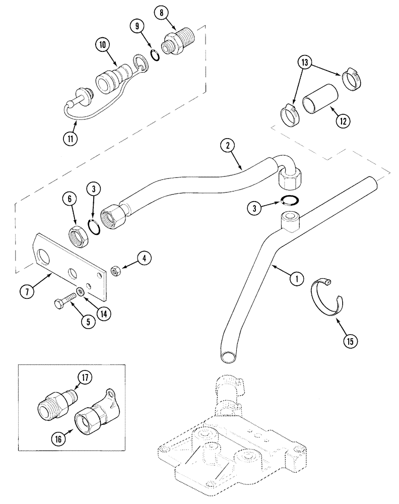 Схема запчастей Case IH 5120 - (8-44) - HYDRAULIC, MOTOR RETURN COUPLER (08) - HYDRAULICS