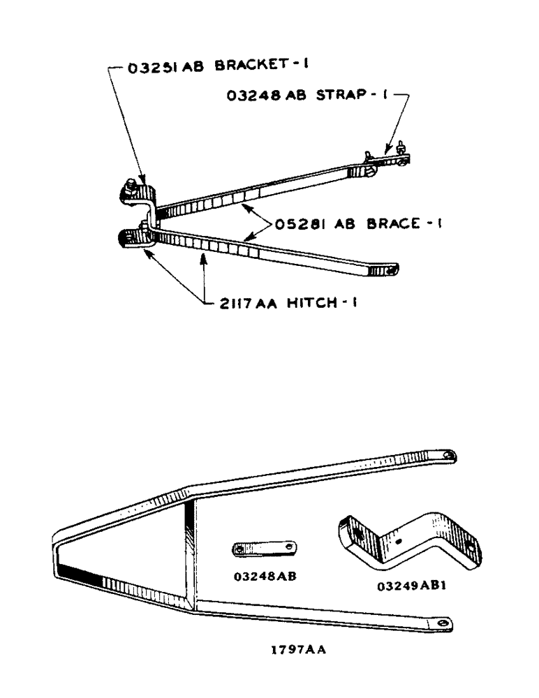 Схема запчастей Case IH D-SERIES - (173) - DRAW BAR HITCH, MODEL "D" TRACTOR, DRAW BAR RAISED HITCH (09) - CHASSIS