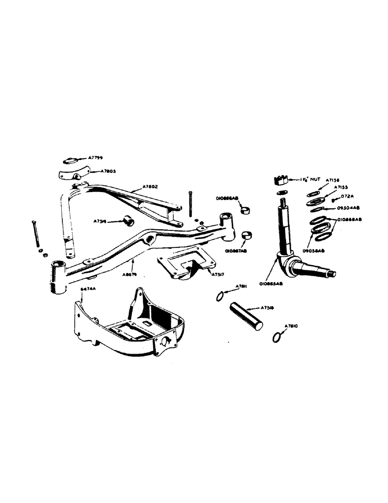 Схема запчастей Case IH 400-SERIES - (182) - FRONT AXLE AND RADIUS ROD, FOR STANDARD FOUR WHEEL TRACTORS (06) - POWER TRAIN