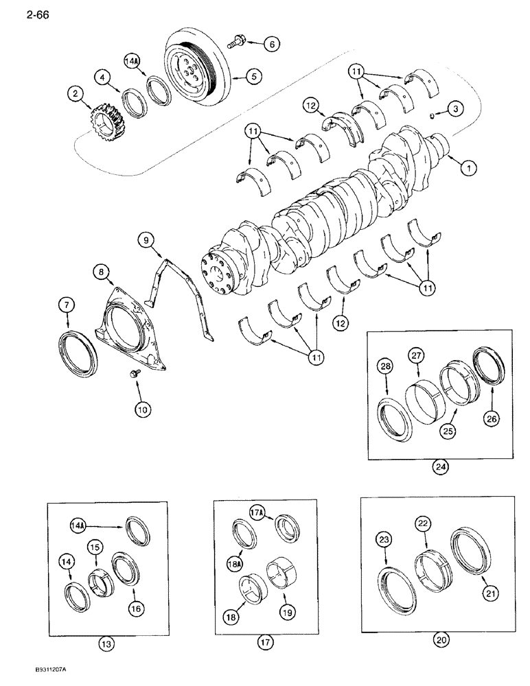 Схема запчастей Case IH 7120 - (2-66) - CRANKSHAFT, 6T-830 ENGINE (02) - ENGINE