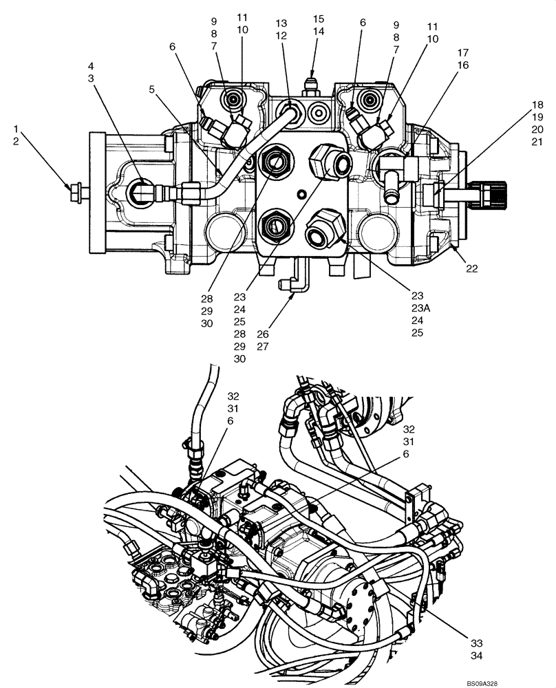 Схема запчастей Case IH 420CT - (06-13) - HYDROSTATICS - PUMP FITTINGS (420CT WITH PILOT CONTROL) (06) - POWER TRAIN