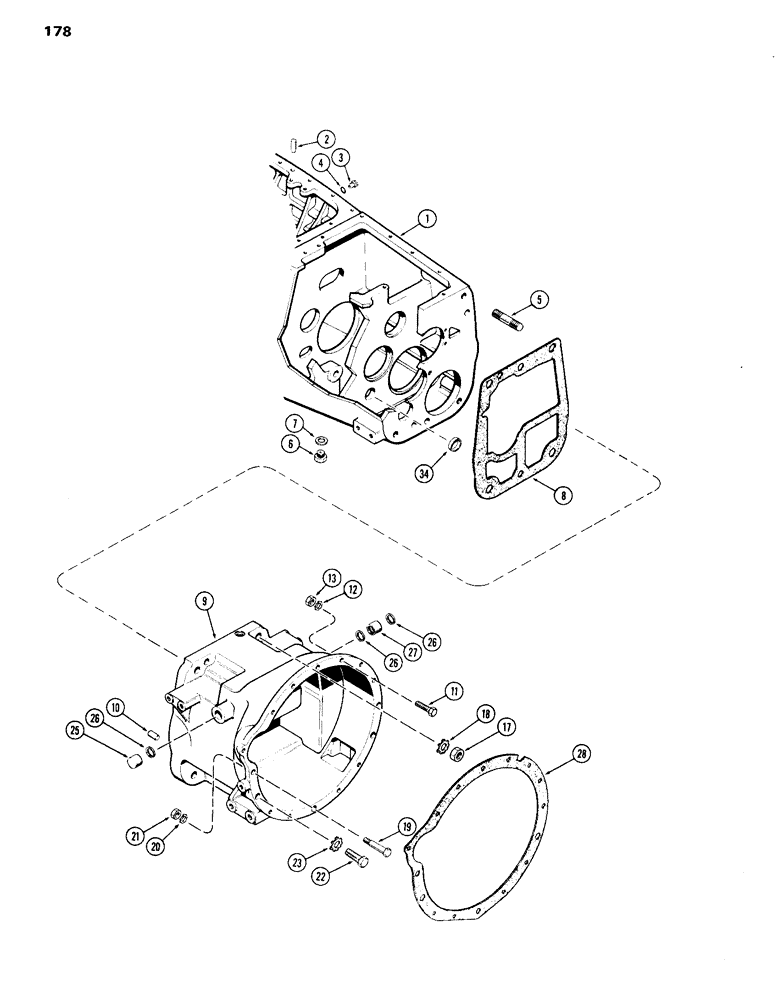 Схема запчастей Case IH 870 - (178) - CLUTCH AND TRANSMISSION HOUSINGS, MECHANICAL SHIFT (06) - POWER TRAIN