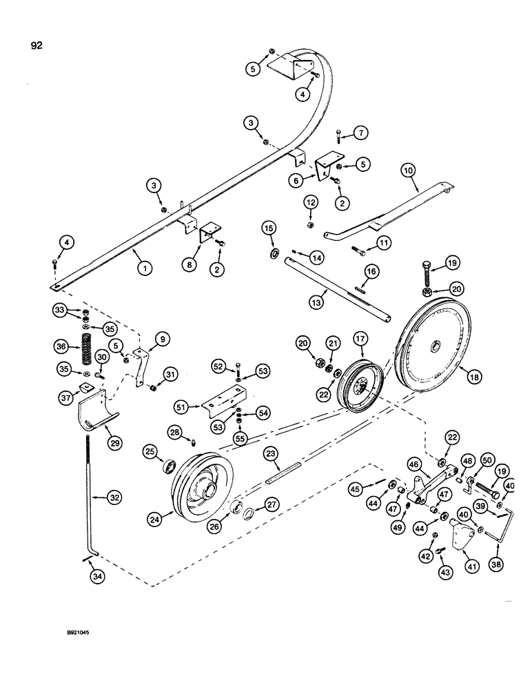 Схема запчастей Case IH 1660 - (092) - GRAIN TANK UNLOADER, BELT DRIVE (80) - CROP STORAGE/UNLOADING