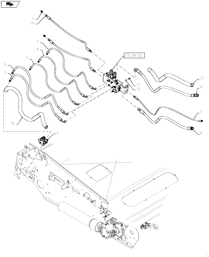 Схема запчастей Case IH 9230 - (35.480.05) - HYDRAULICS - FEEDER STACK VALVE (35) - HYDRAULIC SYSTEMS