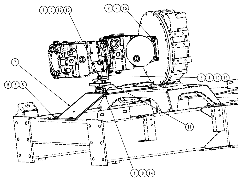 Схема запчастей Case IH SPX3310 - (03-039) - HYDROSTATIC PUMP MOUNTING GROUP (01) - ENGINE