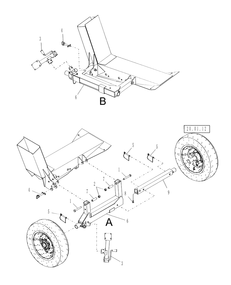 Схема запчастей Case IH DHX362 - (20.01.11[1]) - TRANSPORT AXLE (04) - AXLE