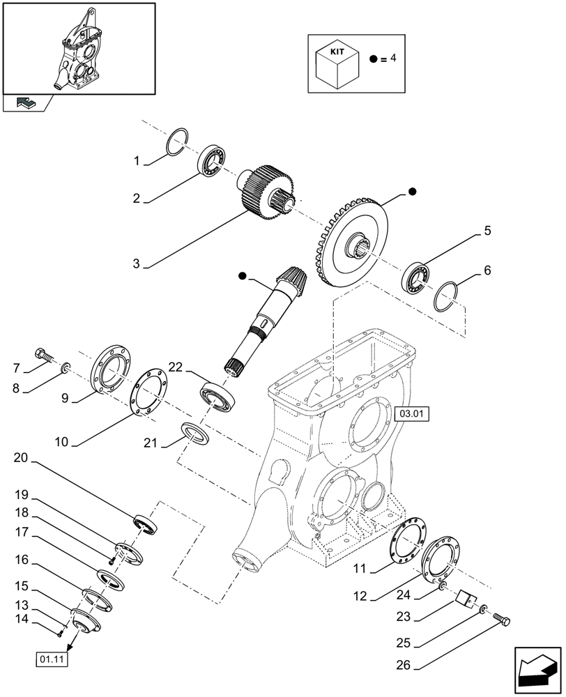 Схема запчастей Case IH LBX332R - (03.02[01]) - MAIN GEARBOX (03) - MAIN GEARBOX