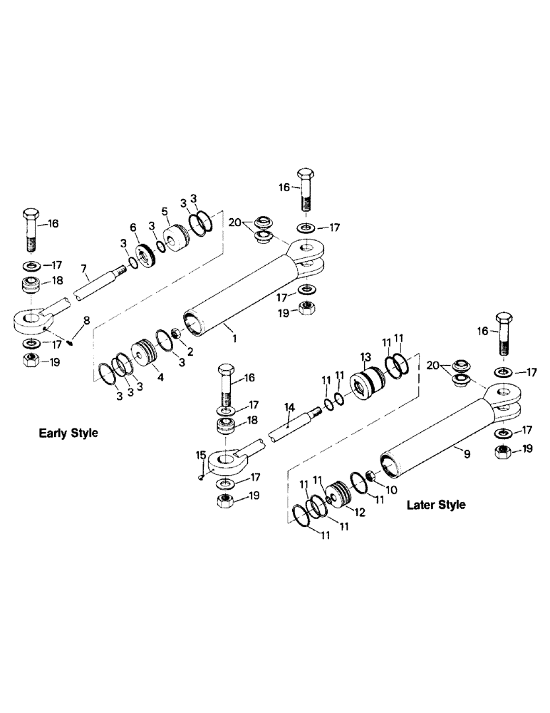 Схема запчастей Case IH ST325 - (08-15) - STEERING CYLINDERS, EARLY STYLE, LATER STYLE (07) - HYDRAULICS