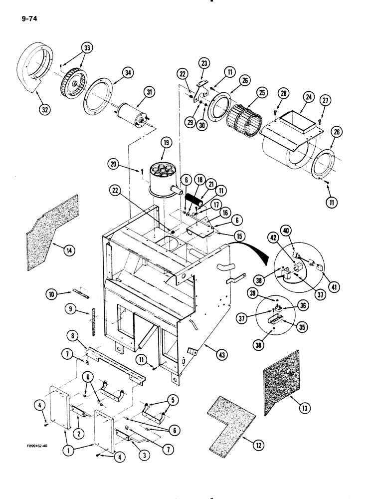 Схема запчастей Case IH 9130 - (9-74) - AIR CONDITIONER AND HEATER MODULE, INTERNAL COMPONENTS, CAB (09) - CHASSIS/ATTACHMENTS