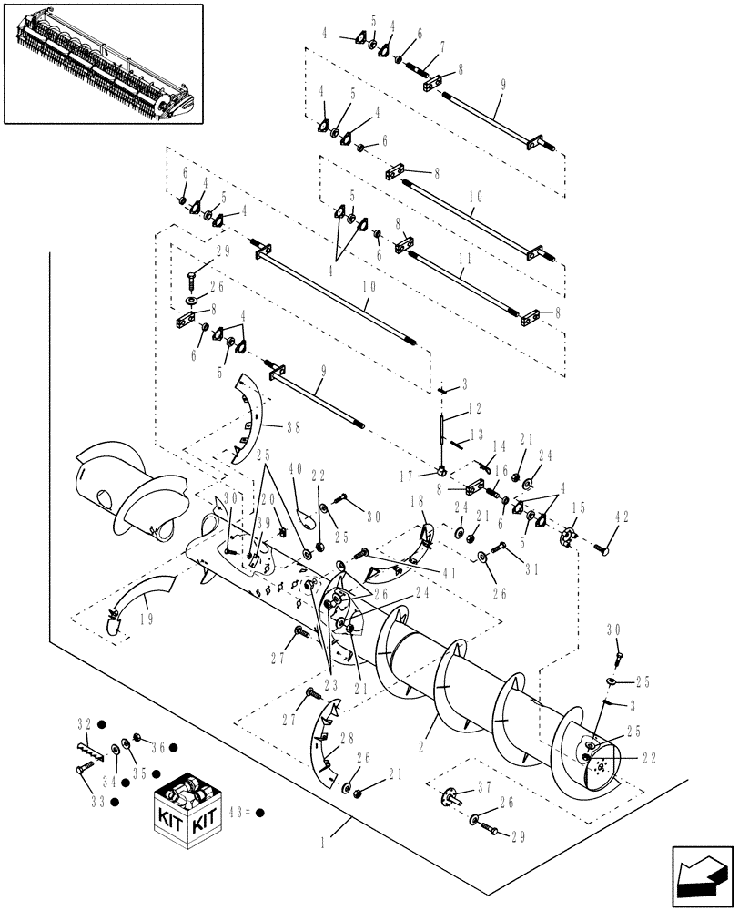 Схема запчастей Case IH 2020 - (20.16.02) - AUGER, 25 FT (58) - ATTACHMENTS/HEADERS