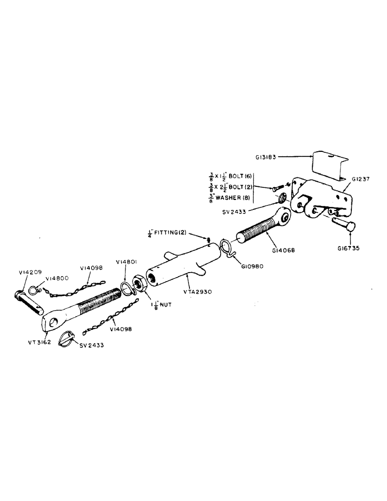 Схема запчастей Case IH 300B-SERIES - (178) - THREE-POINT HITCH TURNBUCKLE (09) - CHASSIS