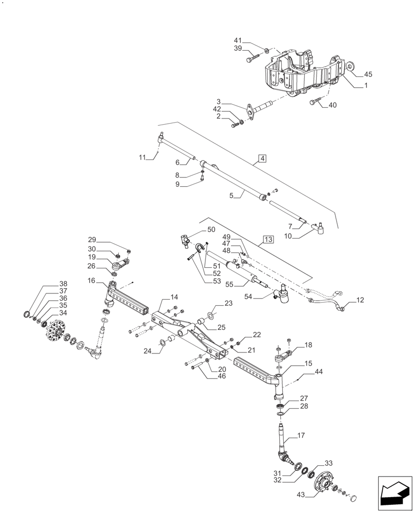 Схема запчастей Case IH FARMALL 140A - (25.400.AM[03]) - FRONT AXLE - STEERING SYSTEM 2WD - 6 CYL. HEAVY DUTY (25) - FRONT AXLE SYSTEM