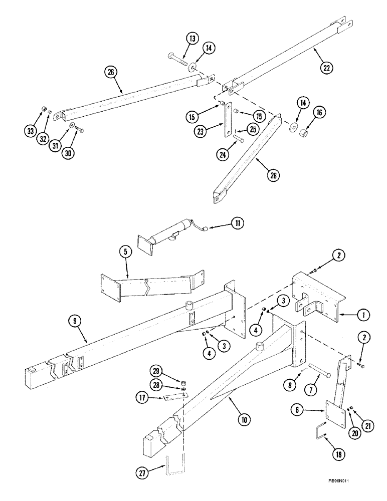 Схема запчастей Case IH 5800 - (9-80) - LEVEL LIFT HITCH, BRACES AND BEAMS, VERTICAL FOLD AND DOUBLE (09) - CHASSIS/ATTACHMENTS