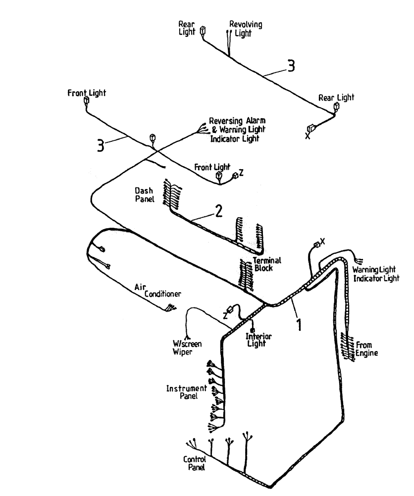 Схема запчастей Case IH 7000 - (C05-15A) - CABIN, ELEVATOR AND VARIABLE EXTRACTOR WIRING, SERIAL #7908 AND ONWARDS Engine & Engine Attachments
