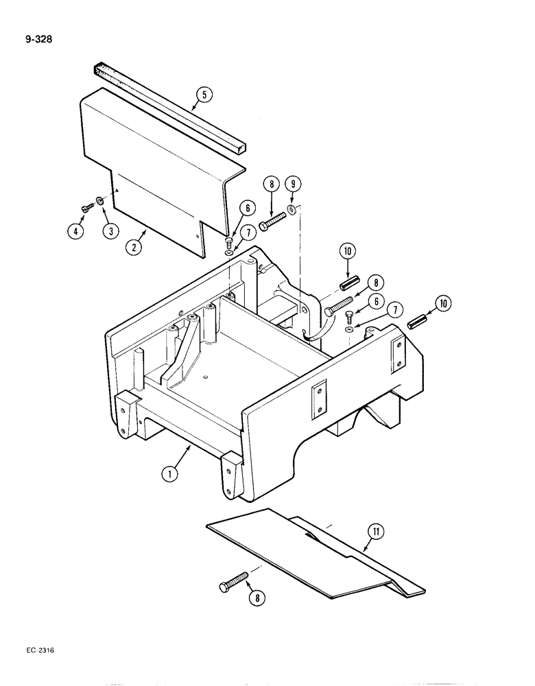 Схема запчастей Case IH 385 - (9-328) - FRONT BOLSTER, CAST (09) - CHASSIS/ATTACHMENTS