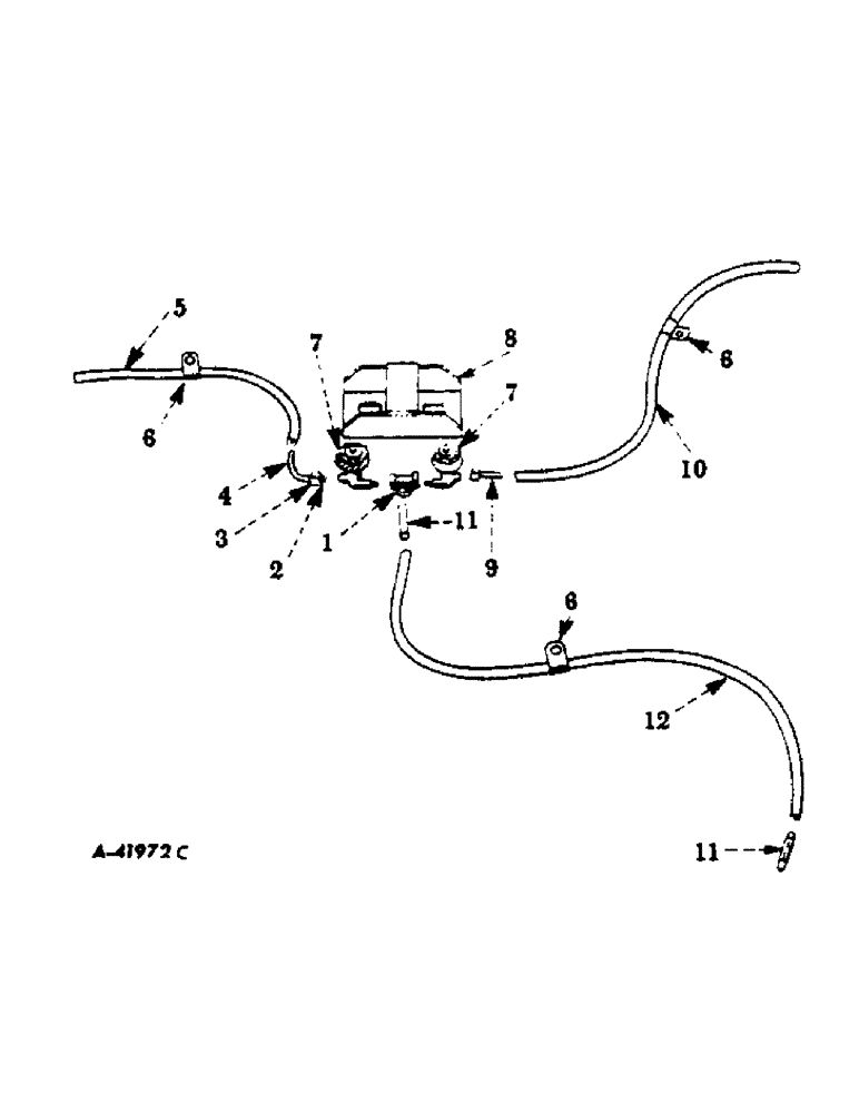 Схема запчастей Case IH 414 - (012) - WATER LINES, IN DRUM, 414501E THROUGH 1119G, 420501E THROUGH 2049G (60) - PRODUCT FEEDING