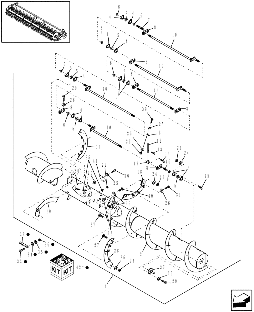 Схема запчастей Case IH 2020 - (20.16.04) - AUGER, 35 FT (58) - ATTACHMENTS/HEADERS
