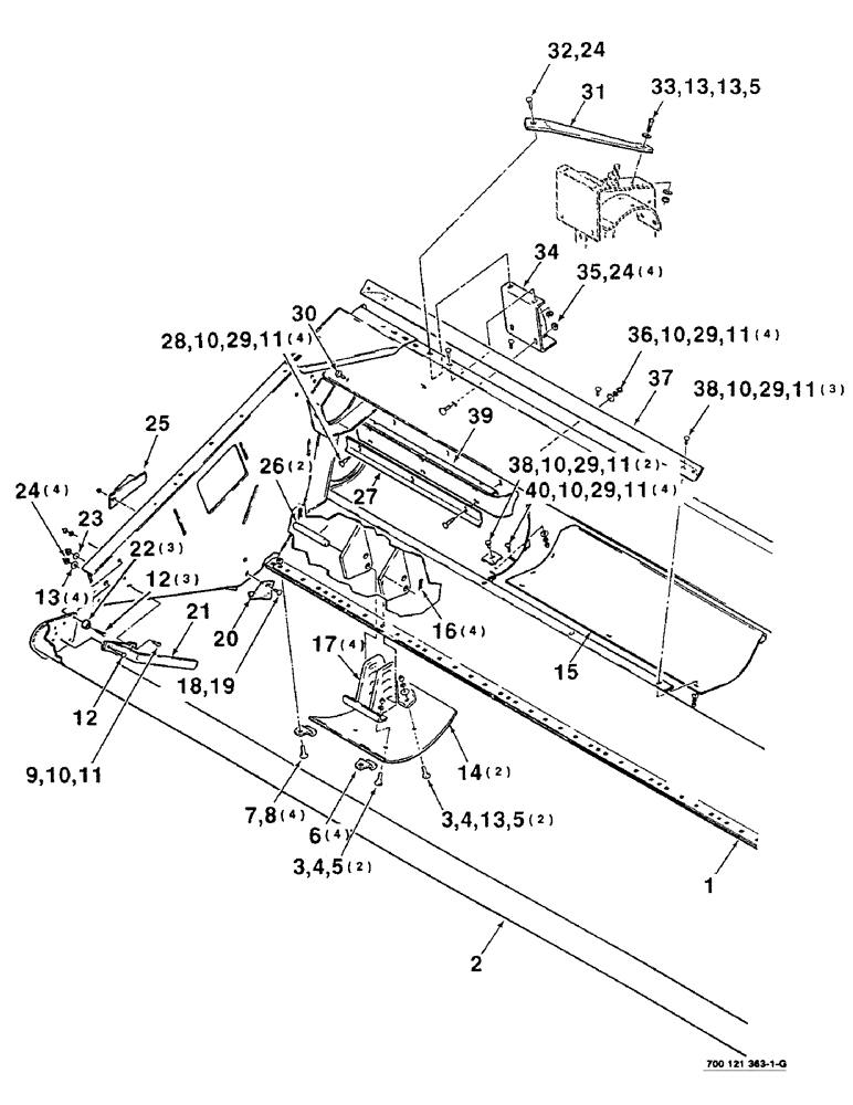 Схема запчастей Case IH 8370 - (7-08) - HEADER, LEAN BAR, AND SKID SHOE ASSEMBLY, RIGHT, 14 FOOT (09) - CHASSIS