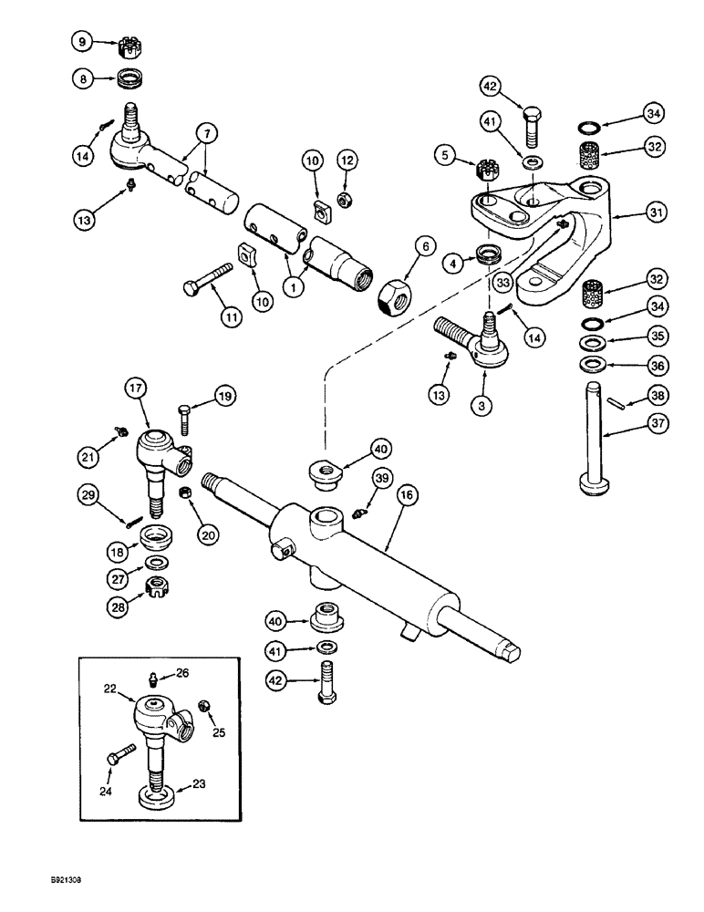 Схема запчастей Case IH 1800 - (5-28) - STEERING AXLE TIE RODS AND LINKAGE, P.I.N. JJC133070 AND AFTER (04) - STEERING