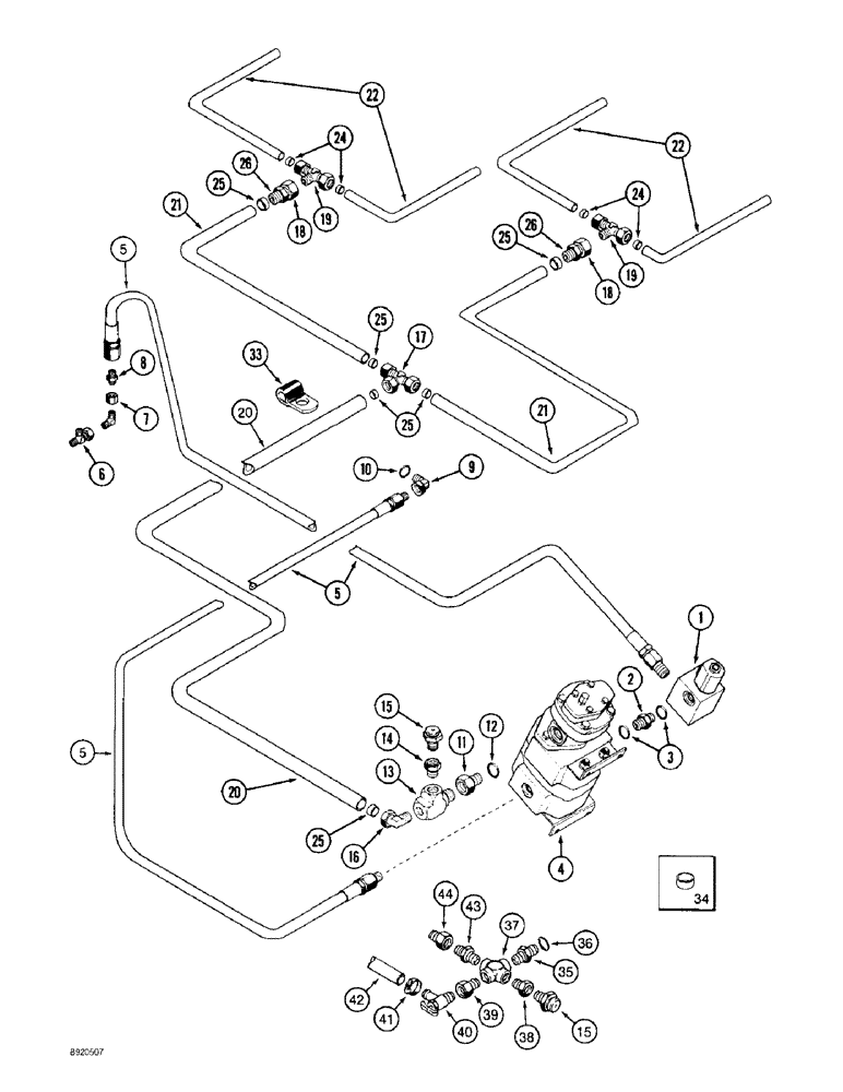 Схема запчастей Case IH 2022 - (8-24) - DRUM BAR LUBRICATION PLUMBING SYSTEM (07) - HYDRAULICS
