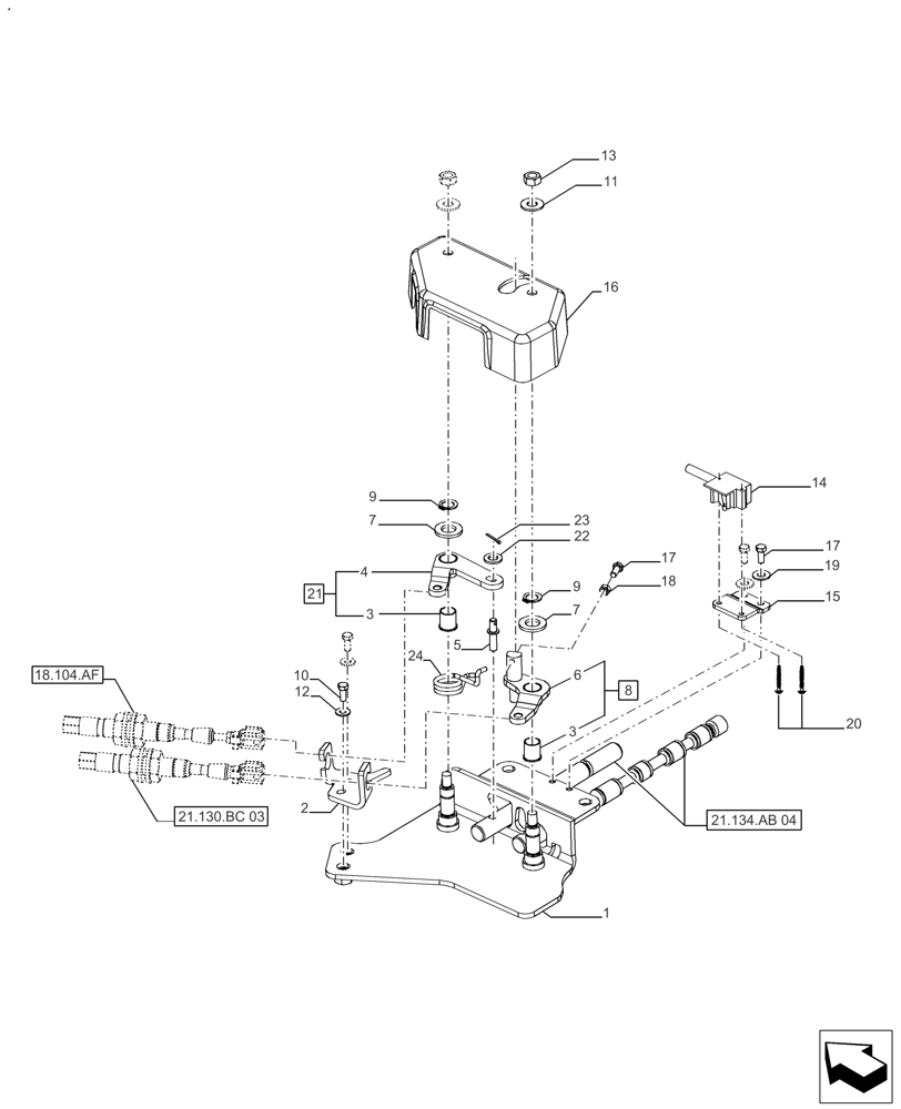 Схема запчастей Case IH FARMALL 110A - (21.134.AH[01]) - ACTUATOR - POWERSHUTTLE - HYD (21) - TRANSMISSION