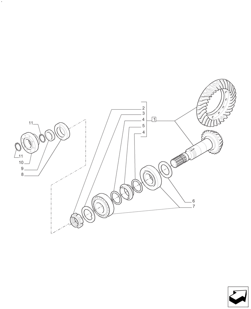 Схема запчастей Case IH FARMALL 110A - (25.102.AC[01]) - BEVEL GEAR - FRONT AXLE/ PINION SET - STANDARD DUTY (108 & 118 HP) (25) - FRONT AXLE SYSTEM