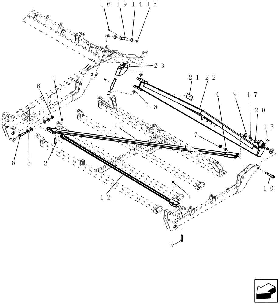 Схема запчастей Case IH 400 - (39.100.15) - 12 THREE SECTION OUTER WING BRACING AND ROCKSHAFT - 39 MODEL SHOWN (39) - FRAMES AND BALLASTING